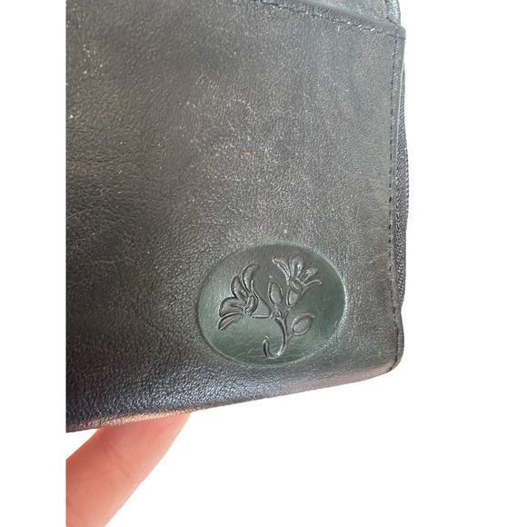 Buxton Double Zip Leather Organizer Wallet Black Unused With Mirror 6"x4" - Picture 6 of 14